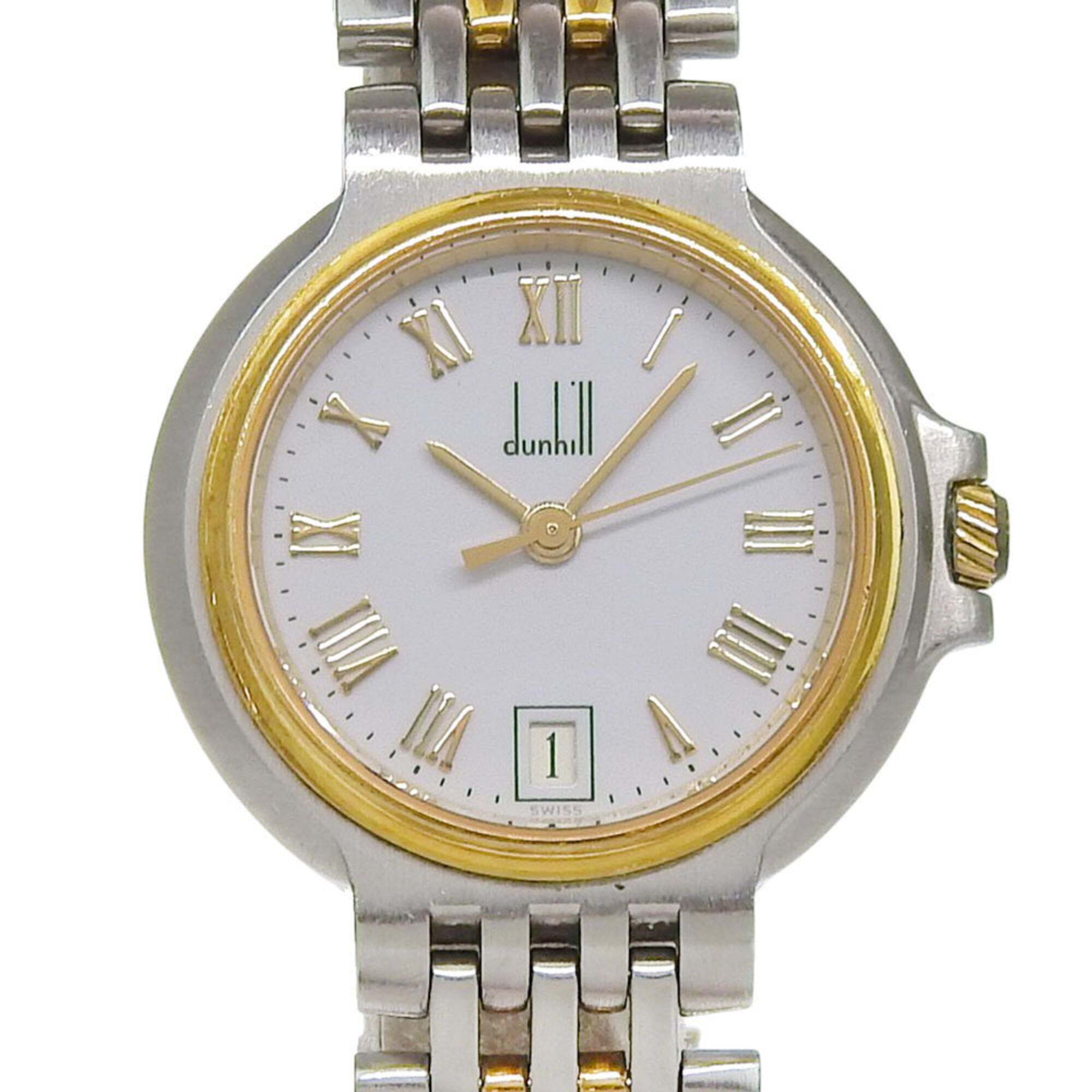 Dunhill Elite Date White Dial 18k Yellow Gold Stainless Steel 407g Quartz Ba